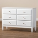 Baxton Studio Naomi Classic and Transitional White Finished Wood 6-Drawer Bedroom Dresser - MG0038-White-6DW-Dresser