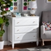 Baxton Studio Naomi Classic and Transitional White Finished Wood 3-Drawer Bedroom Chest - MG0038-White-3DW-Chest
