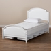 Baxton Studio Elise Classic and Traditional Transitional White Finished Wood Twin Size Storage Platform Bed - MG0038-White-Twin