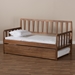 Baxton Studio Midori Modern and Contemporary Transitional Walnut Brown Finished Wood Twin Size Daybed with Roll-Out Trundle Bed - MG0046-1-Walnut-Daybed with Trundle