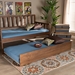 Baxton Studio Midori Modern and Contemporary Transitional Walnut Brown Finished Wood Twin Size Trundle Bed - MG0046-1-Walnut-Trundle