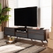 Baxton Studio Naoki Modern and Contemporary Two-Tone Grey and Walnut Finished Wood TV Stand with Drop-Down Compartments - LV15TV15130-Columbia/Dark Grey-TV