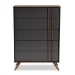 Baxton Studio Naoki Modern and Contemporary Two-Tone Grey and Walnut Finished Wood 5-Drawer Bedroom Chest - LV15COD15230-Columbia/Dark Grey-5DW-Chest