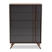 Baxton Studio Naoki Modern and Contemporary Two-Tone Grey and Walnut Finished Wood 5-Drawer Bedroom Chest - LV15COD15230-Columbia/Dark Grey-5DW-Chest