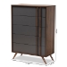 Baxton Studio Naoki Modern and Contemporary Two-Tone Grey and Walnut Finished Wood 5-Drawer Bedroom Chest - LV15COD15230-Columbia/Dark Grey-5DW-Chest