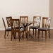 Baxton Studio Lore Modern and Contemporary Grey Fabric Upholstered and Walnut Brown Finished Wood 7-Piece Dining Set - Lore-Grey/Walnut-7PC Dining Set