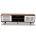Baxton Studio Meike Mid-Century Modern Two-Tone Walnut Brown and White Finished Wood TV Stand - LV14TV14120WI-Columbia/White-TV