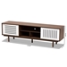 Baxton Studio Meike Mid-Century Modern Two-Tone Walnut Brown and White Finished Wood TV Stand - LV14TV14120WI-Columbia/White-TV