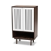 Baxton Studio Meike Mid-Century Modern Two-Tone Walnut Brown and White Finished Wood 2-Door Shoe Cabinet
