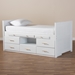Baxton Studio Mirza Modern and Contemporary White Finished Wood 5-Drawer Twin Size Storage Bed with Pull-Out Desk - MG0041-White-Twin