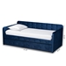 Baxton Studio Jona Modern and Contemporary Transitional Navy Blue Velvet Fabric Upholstered and Button Tufted Twin Size Daybed with Trundle - CF9183-Navy Blue-Daybed-T/T