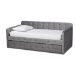 Baxton Studio Jona Modern and Contemporary Transitional Grey Velvet Fabric Upholstered and Button Tufted Twin Size Daybed with Trundle