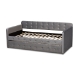 Baxton Studio Jona Modern and Contemporary Transitional Grey Velvet Fabric Upholstered and Button Tufted Twin Size Daybed with Trundle - CF9183-Grey-Daybed-T/T