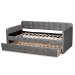 Baxton Studio Jona Modern and Contemporary Transitional Grey Velvet Fabric Upholstered and Button Tufted Twin Size Daybed with Trundle - CF9183-Grey-Daybed-T/T