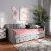 Baxton Studio Jona Modern and Contemporary Transitional Grey Velvet Fabric Upholstered and Button Tufted Twin Size Daybed with Trundle - CF9183-Grey-Daybed-T/T