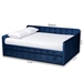Baxton Studio Jona Modern and Contemporary Transitional Navy Blue Velvet Fabric Upholstered and Button Tufted Queen Size Daybed with Trundle - CF9183-Navy Blue-Daybed-Q/T