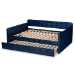 Baxton Studio Jona Modern and Contemporary Transitional Navy Blue Velvet Fabric Upholstered and Button Tufted Full Size Daybed with Trundle - CF9183-Navy Blue-Daybed-F/T