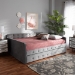 Baxton Studio Jona Modern and Contemporary Transitional Grey Velvet Fabric Upholstered and Button Tufted Full Size Daybed with Trundle - CF9183-Grey-Daybed-F/T