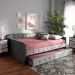 Baxton Studio Jona Modern and Contemporary Transitional Grey Velvet Fabric Upholstered and Button Tufted Full Size Daybed with Trundle - CF9183-Grey-Daybed-F/T
