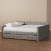 Baxton Studio Jona Modern and Contemporary Transitional Grey Velvet Fabric Upholstered and Button Tufted Full Size Daybed with Trundle - CF9183-Grey-Daybed-F/T