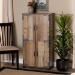 Baxton Studio Cyrille Modern and Contemporary Farmhouse Rustic Finished Wood 4-Door Shoe Cabinet - ID-SC003-Yosemile Oak-Shoe Rack