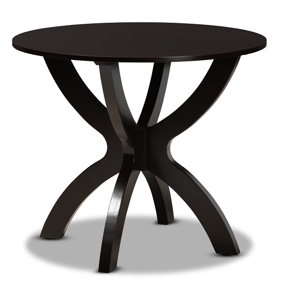 Baxton Studio Tilde Modern and Contemporary Dark Brown Finished 35-Inch-Wide Round Wood Dining Table