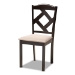 Baxton Studio Quinlan Modern and Contemporary Sand Fabric Upholstered and Dark Brown Finished Wood 5-Piece Dining Set - Quinlan-Dark Brown/Sand-5PC Dining Set