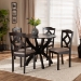 Baxton Studio Quinlan Modern and Contemporary Sand Fabric Upholstered and Dark Brown Finished Wood 5-Piece Dining Set - Quinlan-Dark Brown/Sand-5PC Dining Set