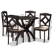 Baxton Studio Quinlan Modern and Contemporary Sand Fabric Upholstered and Dark Brown Finished Wood 5-Piece Dining Set - Quinlan-Dark Brown/Sand-5PC Dining Set