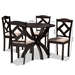 Baxton Studio Quinlan Modern and Contemporary Sand Fabric Upholstered and Dark Brown Finished Wood 5-Piece Dining Set - Quinlan-Dark Brown/Sand-5PC Dining Set