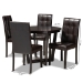 Baxton Studio Vida Modern and Contemporary Dark Brown Faux Leather Upholstered and Dark Brown Finished Wood 5-Piece Dining Set - Vida-Dark Brown-5PC Dining Set