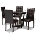 Baxton Studio Vida Modern and Contemporary Dark Brown Faux Leather Upholstered and Dark Brown Finished Wood 5-Piece Dining Set - Vida-Dark Brown-5PC Dining Set