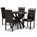 Baxton Studio Elira Modern and Contemporary Dark Brown Faux Leather Upholstered and Dark Brown Finished Wood 5-Piece Dining Set - Elira-Dark Brown-5PC Dining Set
