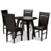 Baxton Studio Miya Modern and Contemporary Dark Brown Faux Leather Upholstered and Dark Brown Finished Wood 5-Piece Dining Set