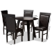 Baxton Studio Miya Modern and Contemporary Dark Brown Faux Leather Upholstered and Dark Brown Finished Wood 5-Piece Dining Set - Miya-Dark Brown-5PC Dining Set