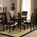 Baxton Studio Ancel Modern and Contemporary Dark Brown Faux Leather Upholstered and Dark Brown Finished Wood 5-Piece Dining Set - Ancel-Dark Brown-5PC Dining Set