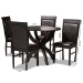 Baxton Studio Ancel Modern and Contemporary Dark Brown Faux Leather Upholstered and Dark Brown Finished Wood 5-Piece Dining Set - Ancel-Dark Brown-5PC Dining Set