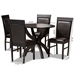 Baxton Studio Ancel Modern and Contemporary Dark Brown Faux Leather Upholstered and Dark Brown Finished Wood 5-Piece Dining Set - Ancel-Dark Brown-5PC Dining Set