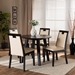 Baxton Studio Ryan Modern and Contemporary Beige Faux Leather Upholstered and Dark Brown Finished Wood 5-Piece Dining Set - Ryan-Dark Brown/Beige-5PC Dining Set