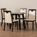 Baxton Studio Ryan Modern and Contemporary Beige Faux Leather Upholstered and Dark Brown Finished Wood 5-Piece Dining Set - Ryan-Dark Brown/Beige-5PC Dining Set