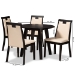Baxton Studio Ryan Modern and Contemporary Beige Faux Leather Upholstered and Dark Brown Finished Wood 5-Piece Dining Set - Ryan-Dark Brown/Beige-5PC Dining Set