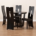 Baxton Studio Sorley Modern and Contemporary Dark Brown Faux Leather Upholstered and Dark Brown Finished Wood 5-Piece Dining Set - Sorley-Dark Brown-5PC Dining Set