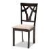 Baxton Studio Reagan Modern and Contemporary Sand Fabric Upholstered and Dark Brown Finished Wood 5-Piece Dining Set - Reagan-Dark Brown/Sand-5PC Dining Set