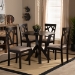 Baxton Studio Reagan Modern and Contemporary Sand Fabric Upholstered and Dark Brown Finished Wood 5-Piece Dining Set - Reagan-Dark Brown/Sand-5PC Dining Set