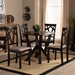 Baxton Studio Reagan Modern and Contemporary Sand Fabric Upholstered and Dark Brown Finished Wood 5-Piece Dining Set - Reagan-Dark Brown/Sand-5PC Dining Set