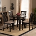 Baxton Studio Maisie Modern and Contemporary Sand Fabric Upholstered and Dark Brown Finished Wood 5-Piece Dining Set - Maisie-Sand/Dark Brown-5PC Dining Set