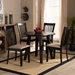 Baxton Studio Maisie Modern and Contemporary Sand Fabric Upholstered and Dark Brown Finished Wood 5-Piece Dining Set - Maisie-Sand/Dark Brown-5PC Dining Set