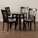 Baxton Studio Maisie Modern and Contemporary Sand Fabric Upholstered and Dark Brown Finished Wood 5-Piece Dining Set - Maisie-Sand/Dark Brown-5PC Dining Set