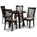 Baxton Studio Maisie Modern and Contemporary Sand Fabric Upholstered and Dark Brown Finished Wood 5-Piece Dining Set - Maisie-Sand/Dark Brown-5PC Dining Set