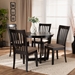 Baxton Studio Nellie Modern and Contemporary Sand Fabric Upholstered and Dark Brown Finished Wood 5-Piece Dining Set - Nellie-Sand/Dark Brown-5PC Dining Set